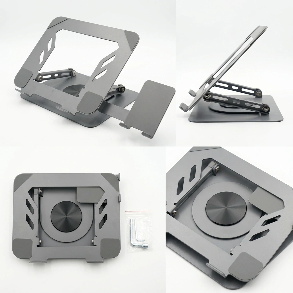 L189 Carbon Steel Laptop Stand With Phone Holder 2x1 ستاند لابتوب و موبايل ٢ في ١ مصنوع من الفولاذ الكربوني 4 اشتري ستاند اللابتوب والموبايل 2 في 1 L189 الفولاذ الكربوني في مصر. قابل للدوران 360 درجة، تعديل الارتفاع، ثبات هيدروليكي، وقواعد سيليكون لحماية أجهزتك!