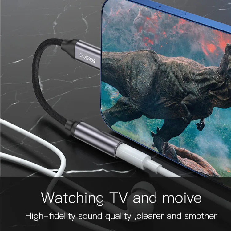 Yesido YAU21 Audio Adapter Lightning to 3.5mm Headphone Aux adapter Cable كابل تحول/محول من آيفون لايتنينج ل أوديو جاك ٣.٥ مملي 4 اشتري وصلة تحويل آيفون Yesido YAU21 الأصيلة من Lightning إلى مقبس AUX 3.5mm. صوت نقي وبدون تقطيع، خامات متينة من الألمنيوم، وتوافق تام مع أجهزة آبل بأفضل سعر في مصر!