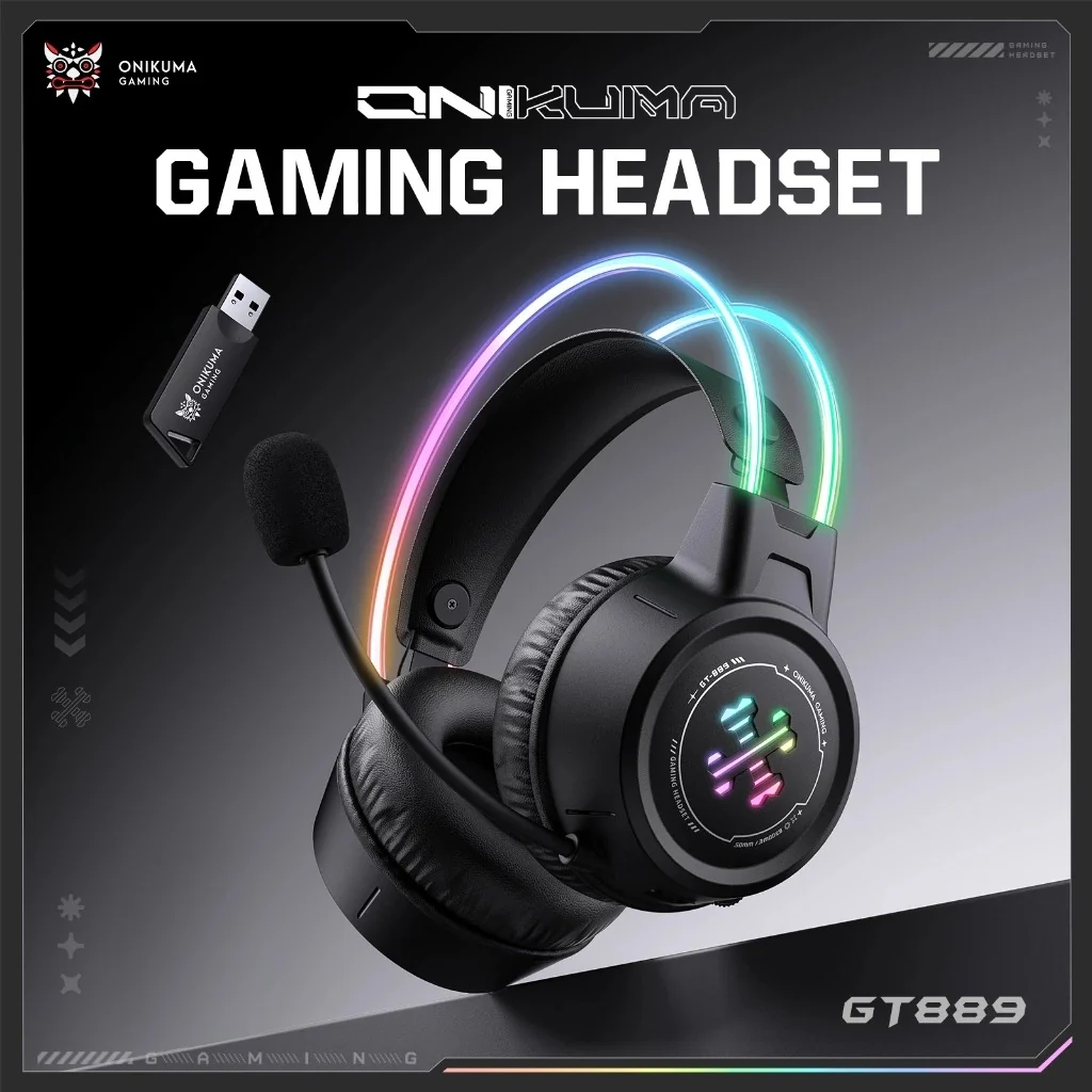 Onikuma GT889 Tri-Mode 2.4G Wired Bluetooth Gaming Headset سماعة هيدفون جيمينج اونيكوما بتوصيل ثلاثي 4 اشتري سماعة الجيمينج الاحترافية Onikuma GT889 بتوصيل ثلاثي (2.4G + Bluetooth 5.4 + سلكي). بطارية ضخمة 1000mAh تدوم حتى 60 ساعة، وصوت محيطي نقي بأفضل سعر في مصر!
