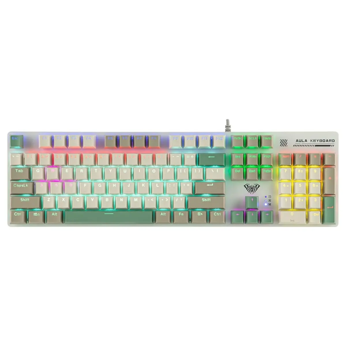 Aula S500 Wired Mechanical Zoned Full-size RGB E-sports Anti-Ghosting Gaming Keyboard RED Switch كيبورد جيمنج إحترافي كامل بمفاتيح سويتش أحمر 1 اشترِ كيبورد الميكانيكال Aula S500 Gaming بأفضل سعر في مصر. تصميم ريترو بألوان ثلاثية مميزة، إضاءة Zoned RGB، شاسيه معدني مات، ودعم Anti-Ghosting كامل لجميع المفاتيح. ضمان ممتاز وشحن سريع!