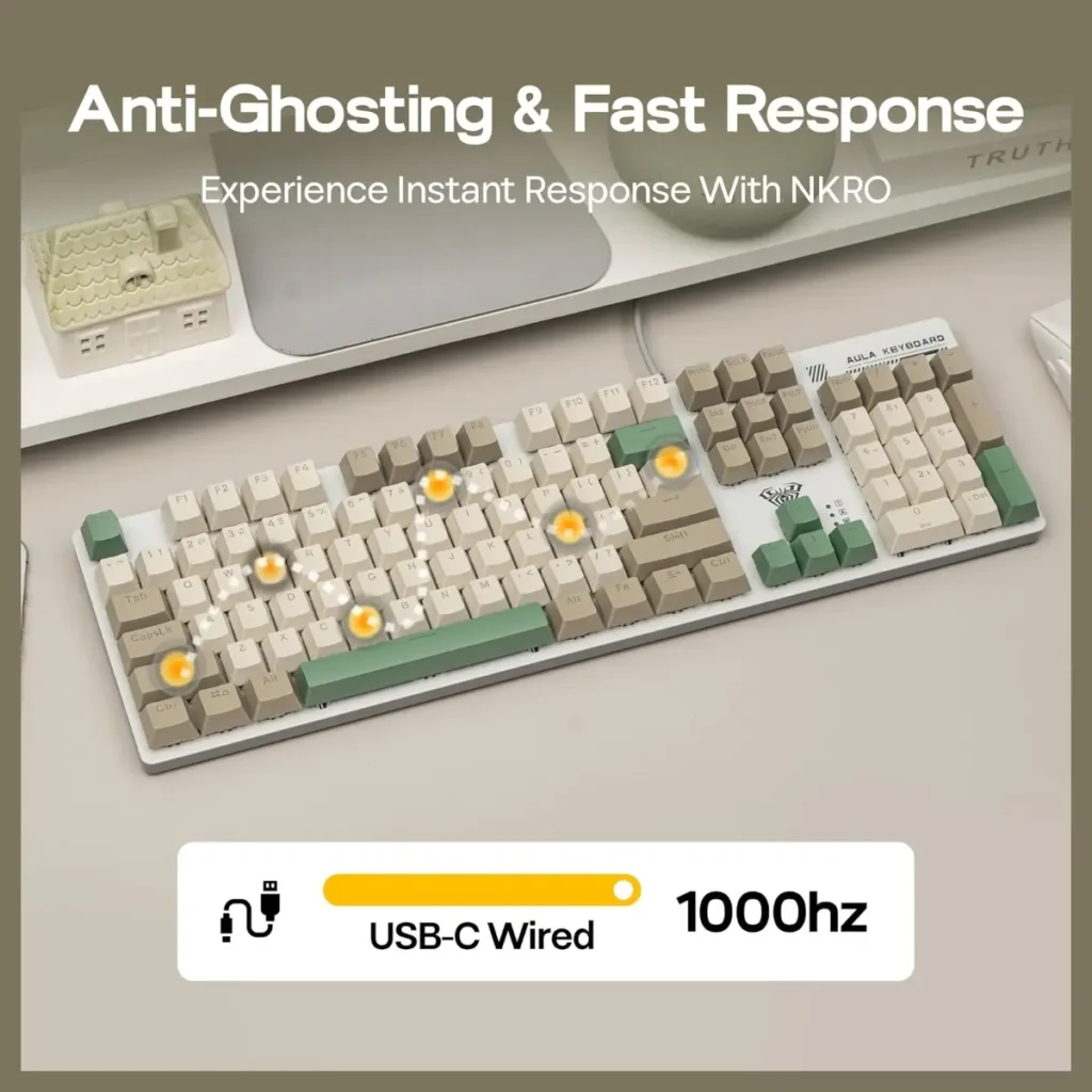 Aula S500 Wired Mechanical Zoned Full-size RGB E-sports Anti-Ghosting Gaming Keyboard RED Switch كيبورد جيمنج إحترافي كامل بمفاتيح سويتش أحمر 9 اشترِ كيبورد الميكانيكال S500 Gaming بأفضل سعر في مصر. تصميم ريترو بألوان ثلاثية مميزة، إضاءة Zoned RGB، شاسيه معدني مات، ودعم Anti-Ghosting كامل لجميع المفاتيح. ضمان ممتاز وشحن سريع!