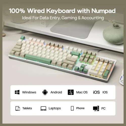 اشترِ كيبورد الميكانيكال S500 Gaming بأفضل سعر في مصر. تصميم ريترو بألوان ثلاثية مميزة، إضاءة Zoned RGB، شاسيه معدني مات، ودعم Anti-Ghosting كامل لجميع المفاتيح. ضمان ممتاز وشحن سريع!