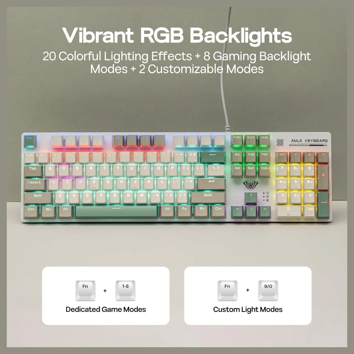 Aula S500 Wired Mechanical Zoned Full-size RGB E-sports Anti-Ghosting Gaming Keyboard RED Switch كيبورد جيمنج إحترافي كامل بمفاتيح سويتش أحمر 5 اشترِ كيبورد الميكانيكال S500 Gaming بأفضل سعر في مصر. تصميم ريترو بألوان ثلاثية مميزة، إضاءة Zoned RGB، شاسيه معدني مات، ودعم Anti-Ghosting كامل لجميع المفاتيح. ضمان ممتاز وشحن سريع!