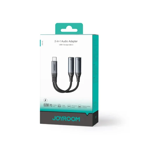اسمع مزيكتك واشحن موبايلك في نفس الوقت! اشتري محول JOYROOM SY-C03 بقوة شحن سريعة 60W وسلك مضاد للقطع. خامات ألومنيوم فاخرة بأفضل سعر إكسسوارات موبايل في مصر!