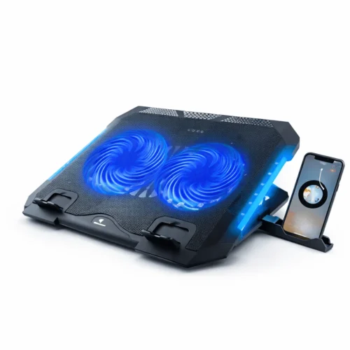 احمِ لابتوبك من الحرارة! اشتري قاعدة تبريد اللابتوب Jertech KL332 بإضاءة RGB جانبية، مروحتين هادئتين مع تحكم بالسرعة، حوامل موبايل و7 مستويات ارتفاع بأفضل سعر في مصر!