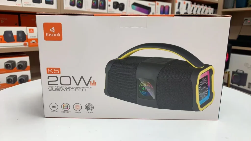 اشتري سماعة Kisonli K5 اللاسلكية بقدرة 20W وبطارية 3600mAh مع إضاءة RGB وتقنية TWS وباس قوي. أفضل سعر سماعة بلوتوث محمولة في مصر مع توصيل سريع.