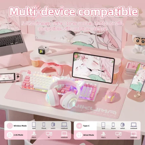 اشتري سماعة الجيمينج Onikuma GT838 بتصميم أذن القطة 3D وإضاءة RGB الجذابة. (2.4G wireless + سلكي) بدون تأخير، مايك نقي، وصوت محيطي 7.1 بأفضل قيمة في مصر! 