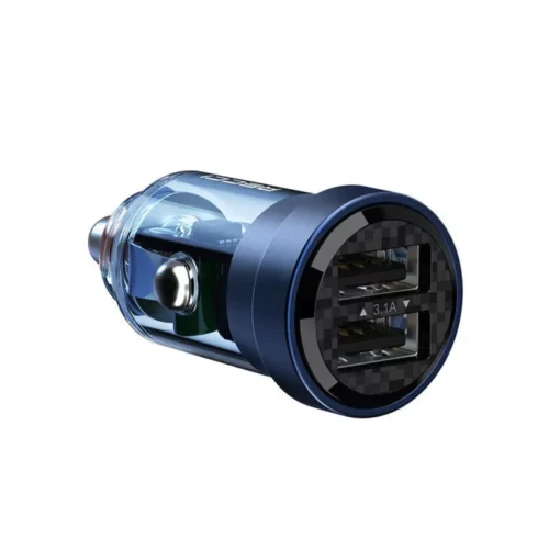 اشتري شاحن سيارة شفاف Recci RCC-N16 بقدرة 15.5W ومخرجين USB لشحن هاتفين في وقت واحد بشحن سريع وآمن بأفضل سعر وتوصيل سريع في مصر.