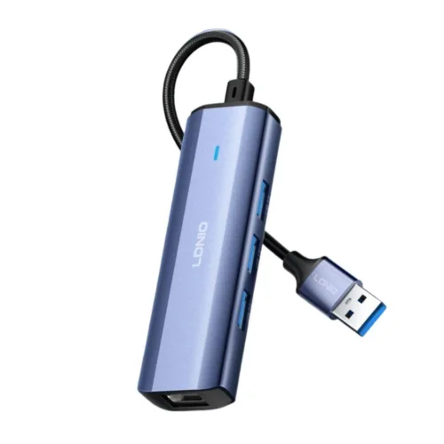 Home 57 اشتري موزع المنافذ وكارت الشبكة LDNIO DS-124U في مصر. تحويل منفذ USB-A إلى 3 منافذ USB مع منفذ إيثرنت LAN RJ45 لإنترنت ثابت وسريع، كابل طويل 1.2 متر للتوصيل المريح!