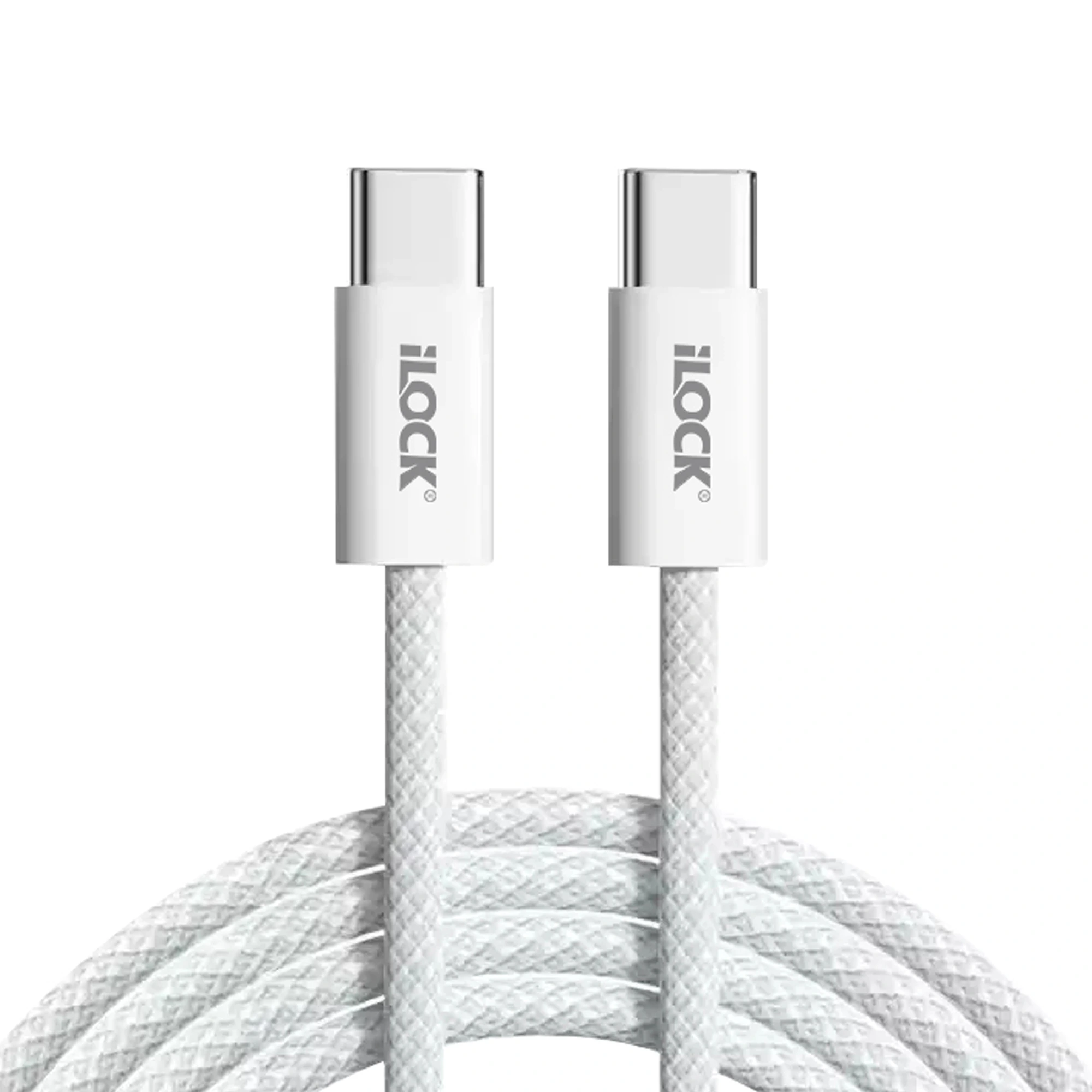 iLock no.5091 Fast Charging 240 Watt PD Ultra Durable Braided USB-C to USB-C Cable 1M كابل شحن تايب سي لتايب سي مضفر فائق الجودة بقدرة ٢٤٠ واط 1 اشتري كابل شحن Type-C to Type-C الخارق iLock No.5091 بقدرة 240W في مصر. شريحة E-Marker ذكية، هيكل ألومنيوم وTPE مضفر، طول 1 متر. شحن فائق للابتوبات والجيمنج!