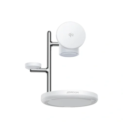 اشتري شاحن لاسلكي 4 في 1 Joyroom JR-W23 بمعيار Qi2 قدرة 15W في مصر. يشحن الموبايل، الساعة، والسماعة مع أباجورة إضاءة باللمس وخامة زنيك مقاومة للحريق!