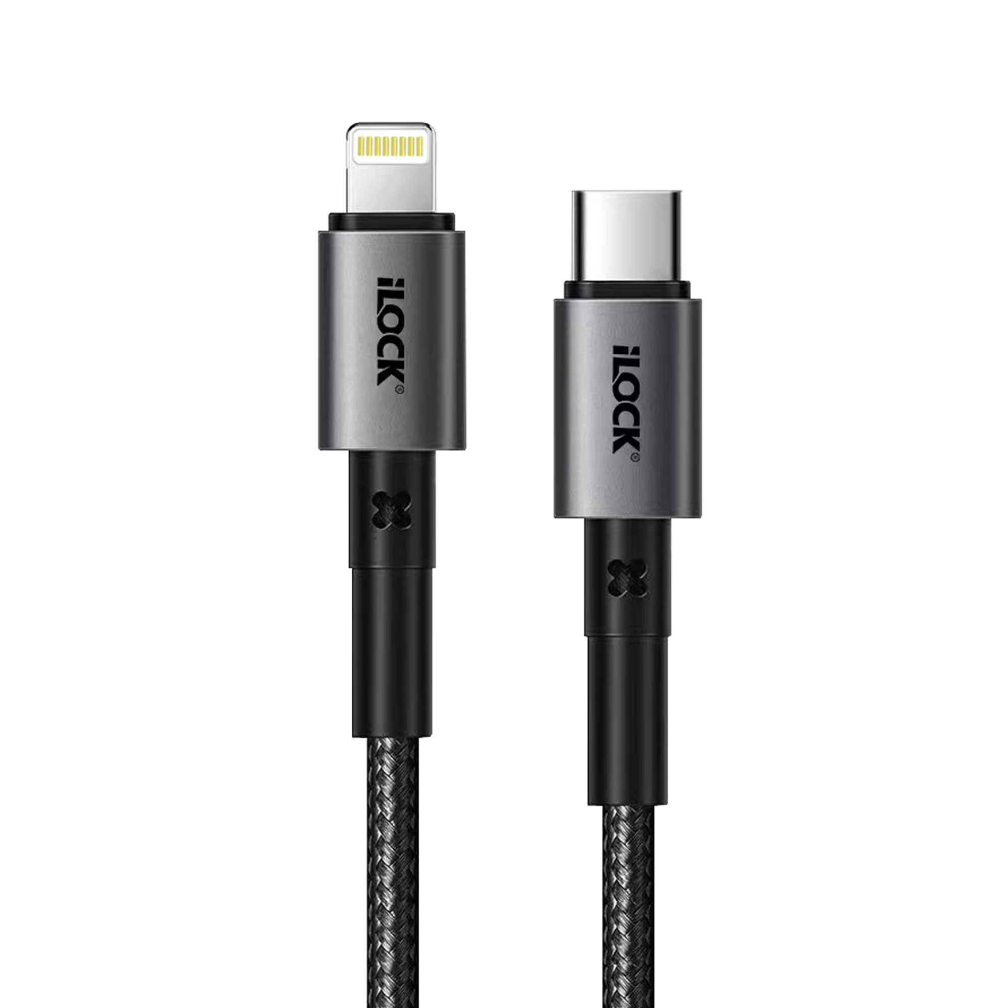 iLock no.5090 Fast Charging 30W Ultra Durable Braided USB-C to iPhone 1M Cable كابل شحن تايب سي لآيفون مضفر فائق التحمل بقدرة ٣٠ واط 3 اشتري كابل شحن الآيفون السريع iLock No.5090 بقدرة 30W في مصر. خامة قماشية مضفرة ضد التلف، شريحة حماية ذكية E-Marker، أطراف ألومنيوم أنيقة، ونقل بيانات سريع 1m.