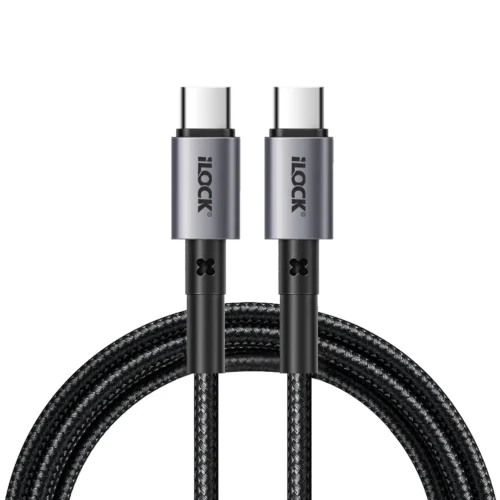 اشتري كابل شحن ونقل بيانات Type-C إلى Type-C من iLock no.5089 بقدرة 65W في مصر. خامة قماشية مضفرة فائقة التحمل، شريحة E-Marker لحماية البطارية، وطول 1 متر. شحن سريع للاب توب والموبايل!