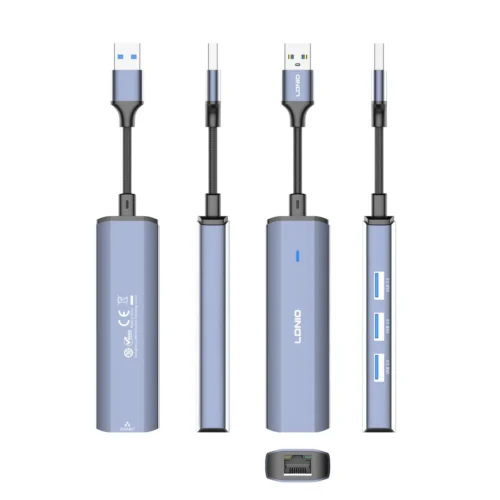 اشتري موزع المنافذ وكارت الشبكة LDNIO DS-124U في مصر. تحويل منفذ USB-A إلى 3 منافذ USB مع منفذ إيثرنت LAN RJ45 لإنترنت ثابت وسريع، كابل طويل 1.2 متر للتوصيل المريح!