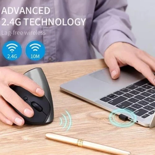 اشتري ماوس الجيمينج والعمل المكتبي الرأسي JERTECH JR321 في مصر. تصميم مريح يمنع آلام المعصم، نقرات صامتة Silent Clicks، بطارية قابلة للشحن 400mAh، ودقة 1600DPI!