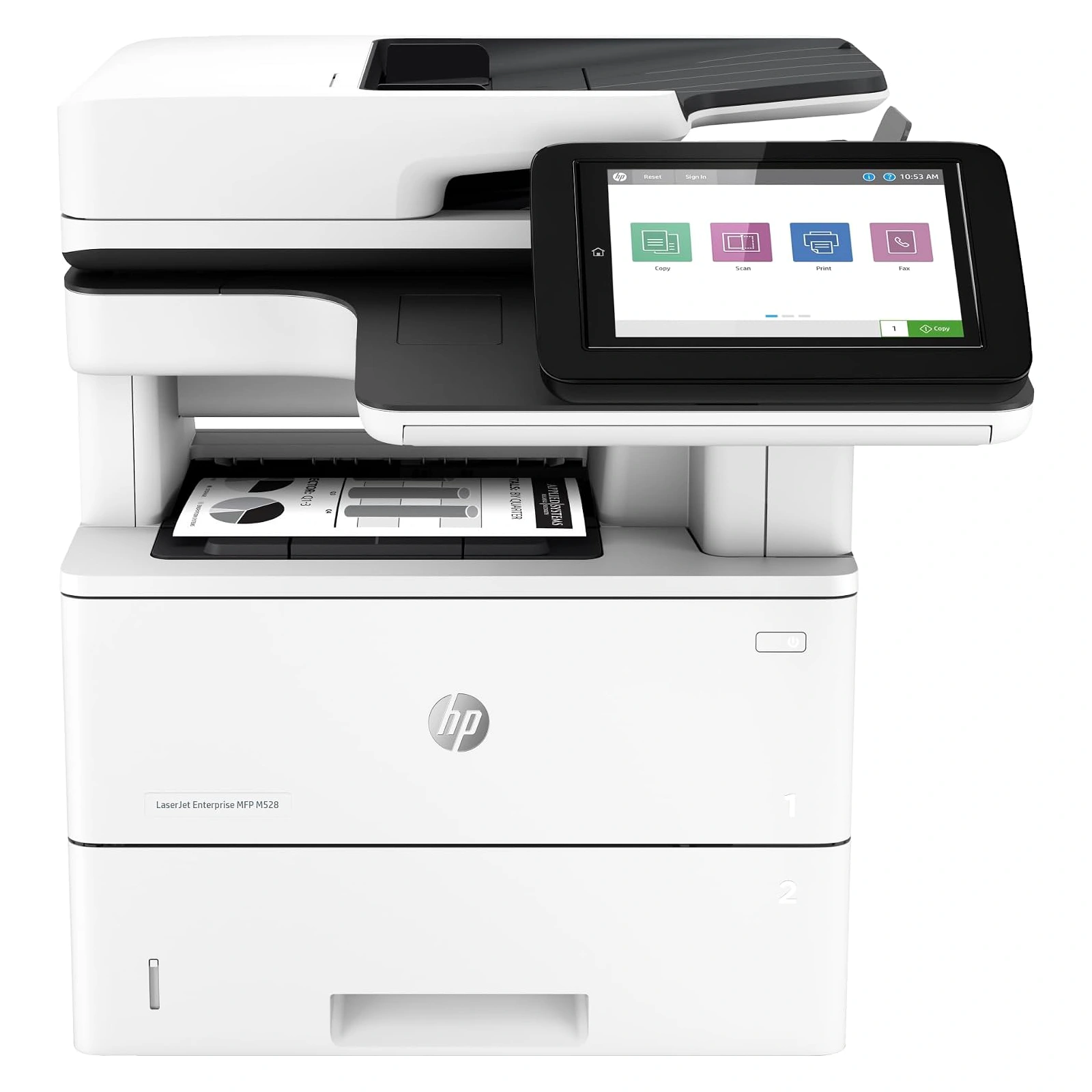 HP LaserJet Enterprise MFP M528 Multifunction Black & White Laser Printer طابعة اتش بي ليزر أحادية اللون إستيراد فرز أول 1 اشتري طابعة الشركات الإستيراد فرز أول HP LaserJet Enterprise MFP M528 بأفضل سعر في مصر. سرعة 52 صفحة/دقيقة، طباعة وتصوير وسكانر وشين مزدوج، وأعلى نظام حماية للبيانات!