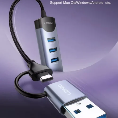 Home 57 اشتري موزع وموزع المنافذ الذكي LDNIO DS-134UC برأسين USB-A و Type-C في مصر. توسعة 4 منافذ USB 3.0 فائقة السرعة 5Gbps للابتوب والكمبيوتر، تصميم معدني متين 14سم!