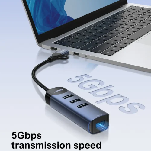اشتري موزع وموزع المنافذ الذكي LDNIO DS-134UC برأسين USB-A و Type-C في مصر. توسعة 4 منافذ USB 3.0 فائقة السرعة 5Gbps للابتوب والكمبيوتر، تصميم معدني متين 14سم!