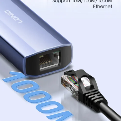 اشتري موزع المنافذ وكارت الشبكة LDNIO DS-124U في مصر. تحويل منفذ USB-A إلى 3 منافذ USB مع منفذ إيثرنت LAN RJ45 لإنترنت ثابت وسريع، كابل طويل 1.2 متر للتوصيل المريح!
