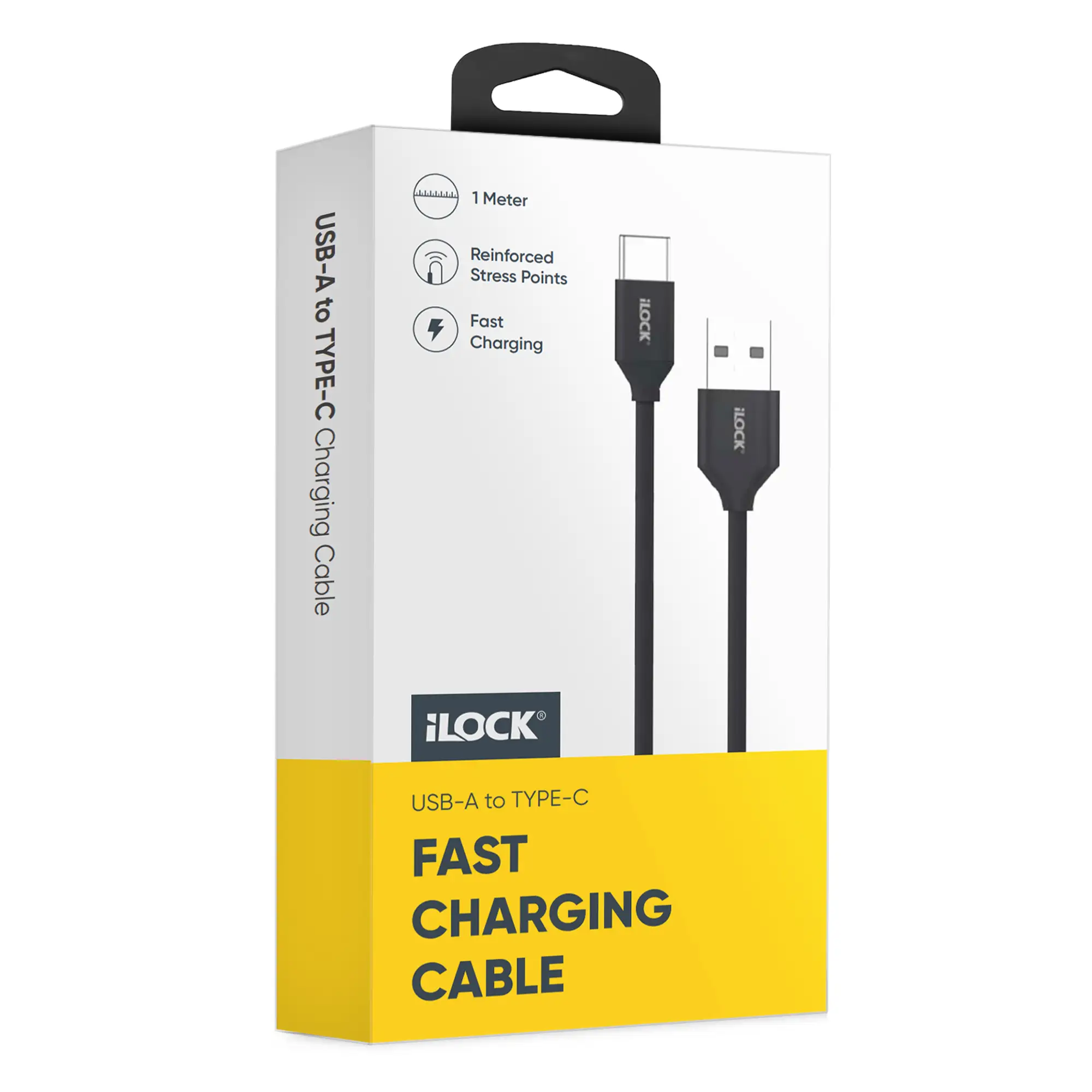 iLock no.5087 USB-A to Type-C 25W Fast Charging & Data Sync Cable 1M كابل شحن يو اس بي ل تايب سي بقدرة ٢٥ واط 2 اشتري كابل شحن ونقل بيانات USB-A إلى Type-C من iLock No.5087 قدرة 25W في مصر. خامة PVC عالية التحمل، شحن آمن للموبايل والباور بنك، وبطول 1 متر بدون تشابك.