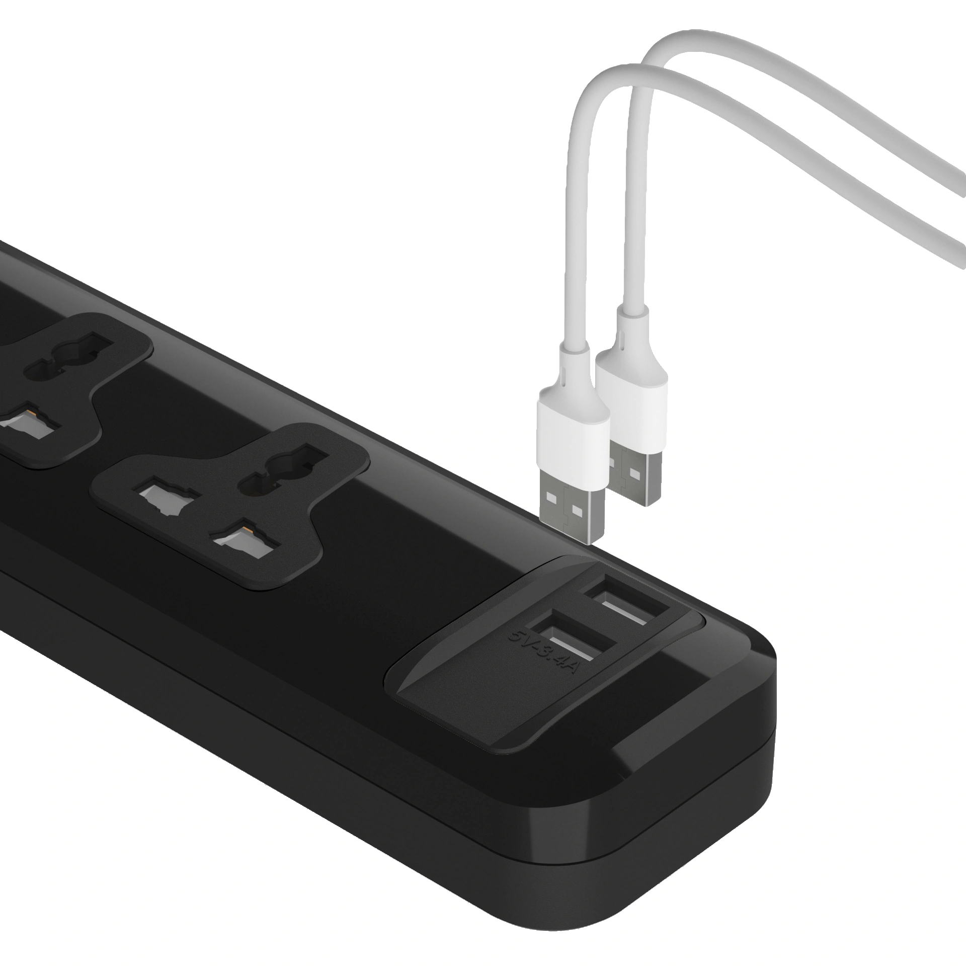 iLock no.5110 Power Strip 2M Cable Lenght with 3 Outlets 2 USB-A Ports 18W مشترك كهرباء آمن ب ٣ عيون كهرباء و ٢ منافذ يو اس بي بقدرة ١٨ واط 2 iLock no.5110 Power Strip 2M Cable Lenght with 3 Outlets 2 USB-A Ports 18W مشترك كهرباء آمن ب ٣ عيون كهرباء و ٢ منافذ يو اس بي بقدرة ١٨ واط - الصورة 2