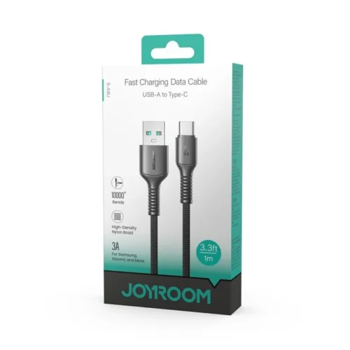 اشتري كابل الشحن السريع ونقل البيانات Joyroom S-A9U قدرة 3A في مصر. خامة نايلون مضاد للقطع، اختبار 10,000 انثناء، وشحن آمن بدون حرارة لأجهزة أندرويد.