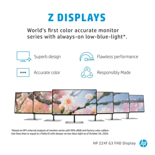اشتري شاشة HP Z24f G3 الاستيراد بحالة الزيرو في مصر. دقة FHD، لوحة IPS ألوان دقيقة، حواف نحيفة جداً، قاعدة هيدروليك متحركة وتكنولوجيا HP Eye Ease. شاشة مثالية للديزاين والعمل!