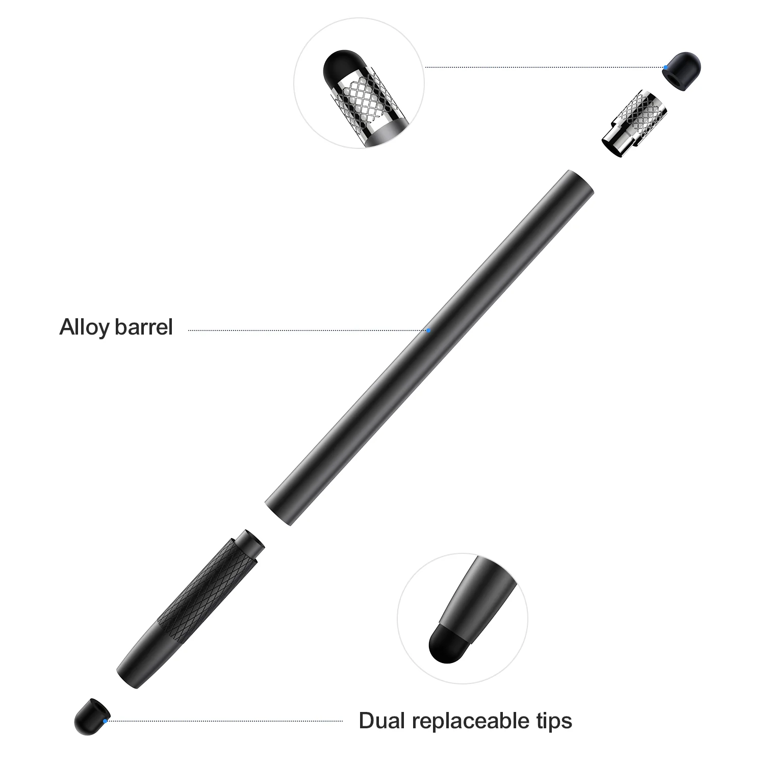 Joyroom JR-DR01 Capacitive Silicone Tip Stylus Pen With 2x Replacement Tips قلم شاشة تاتش برأس مصنوع من السيليكون المقاوم للخدوش 5 اشتري قلم Joyroom JR-DR01 التاتش الأصلي برأس سيليكون حامي للشاشة في مصر. يعمل بدون شحن على جميع الهواتف والتابلت، مع 2 سن إضافي مجاناً وسلاسة فائقة في الكتابة!