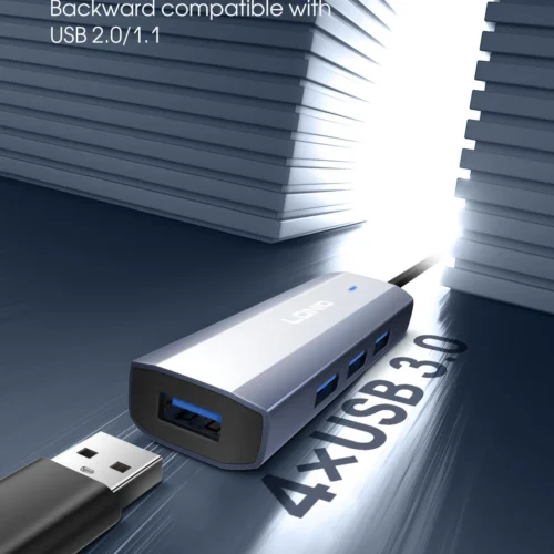 اشتري موزع المنافذ LDNIO DS-114U في مصر. تحويل منفذ USB-A إلى 4 منافذ USB 3.0 فائقة السرعة 5Gbps، كابل طويل 1.2 متر، وتوافق كامل مع أجهزة الكمبيوتر واللابتوب!