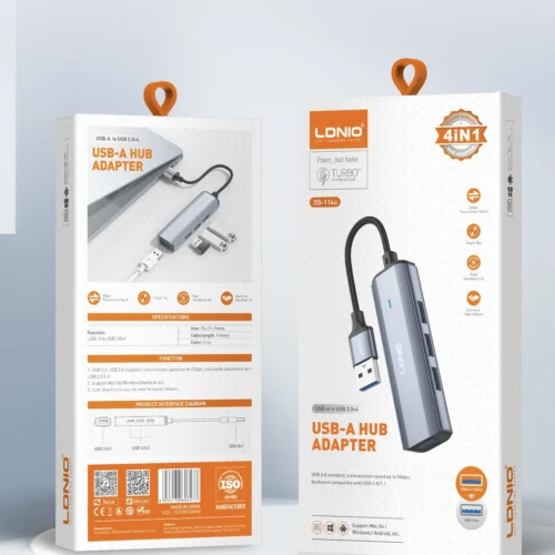اشتري موزع المنافذ LDNIO DS-114U في مصر. تحويل منفذ USB-A إلى 4 منافذ USB 3.0 فائقة السرعة 5Gbps، كابل طويل 1.2 متر، وتوافق كامل مع أجهزة الكمبيوتر واللابتوب!