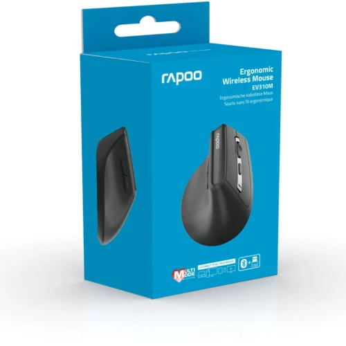 اشتري ماوس رابو الرأسي Rapoo EV310M في مصر. توصيل متعدد Bluetooth 5.0 و 2.4GHz، ربط أجهزة متعددة بضغطة زر، تصميم أرجونوميك يحمي المعصم، وبطارية تعيش حتى 9 أشهر!