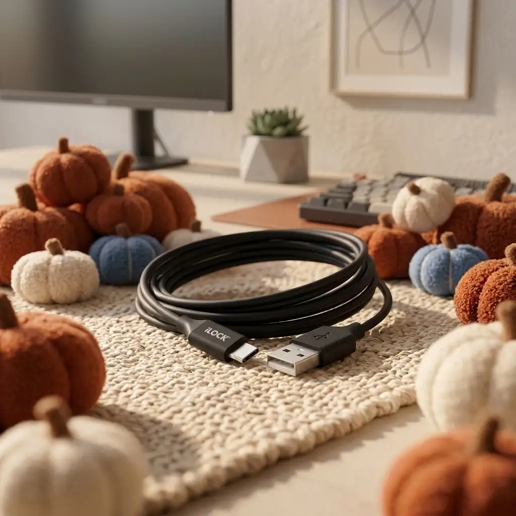 iLock no.5087 USB-A to Type-C 25W Fast Charging & Data Sync Cable 1M كابل شحن يو اس بي ل تايب سي بقدرة ٢٥ واط 4 اشتري كابل شحن ونقل بيانات USB-A إلى Type-C من iLock No.5087 قدرة 25W في مصر. خامة PVC عالية التحمل، شحن آمن للموبايل والباور بنك، وبطول 1 متر بدون تشابك.