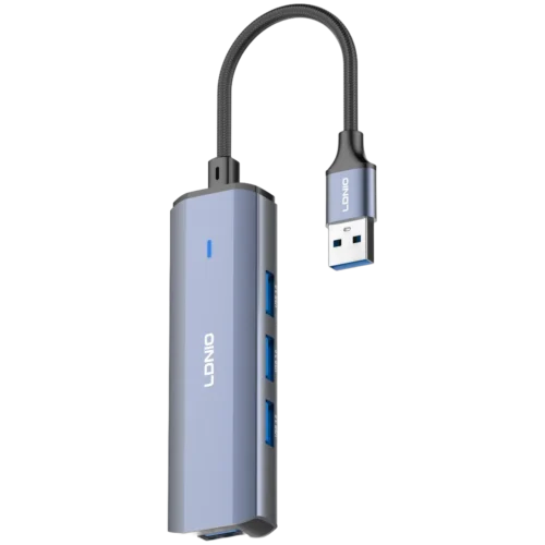 اشتري موزع المنافذ LDNIO DS-114U في مصر. تحويل منفذ USB-A إلى 4 منافذ USB 3.0 فائقة السرعة 5Gbps، كابل طويل 1.2 متر، وتوافق كامل مع أجهزة الكمبيوتر واللابتوب!