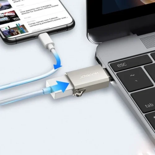 اشتري محول OTG المعدني Joyroom S-H151 من تايب سي إلى USB بأسعار ممتازة في مصر. نقل بيانات سريع، دعم توصيل الفلاشات والماوس للهواتف واللابتوبات، وهيكل معدني متين!